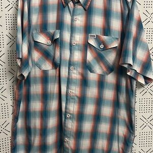 DIXXON Men's teal and orange Plaid Shirt